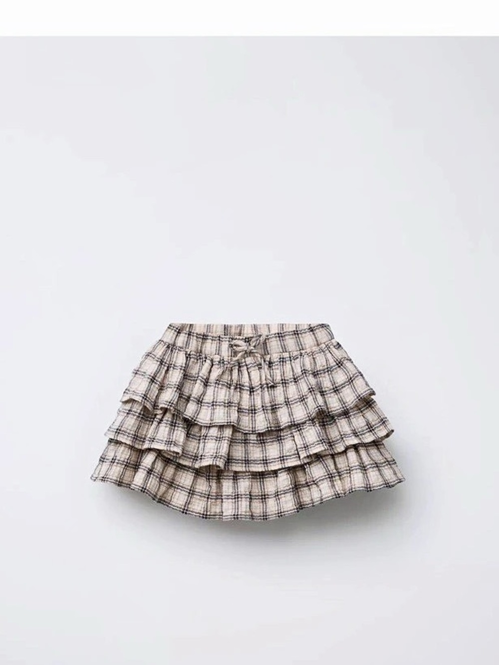 Plaid Ruffle Mini Skirt in Pink & Brown